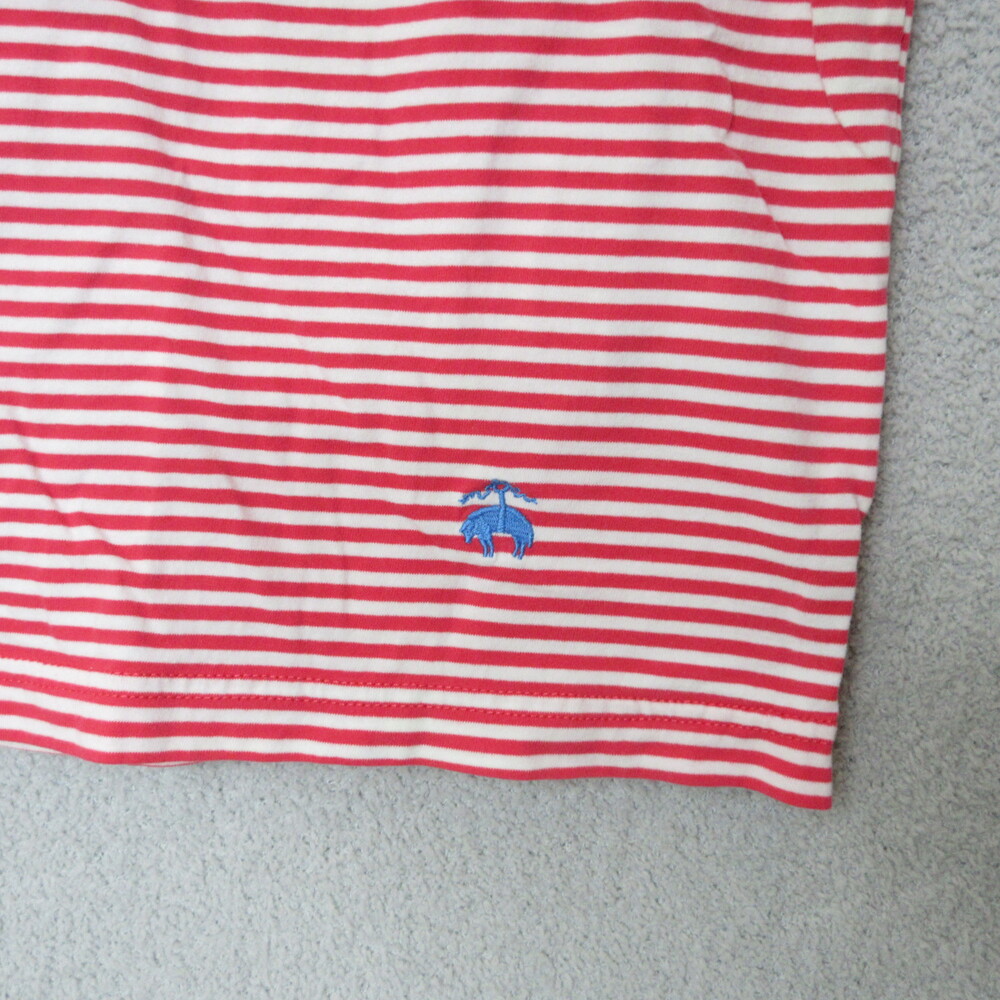 Brooks Brothers Polo Shirt Mens Large Red White Striped Embroidered Logo Preppy - Picture 2 of 7